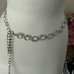 Silver Chain Belt with Rhinestone Accents